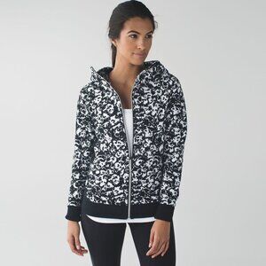 LULULEMON Scuba Hoodie in Fleur Sombre White Black Size 10